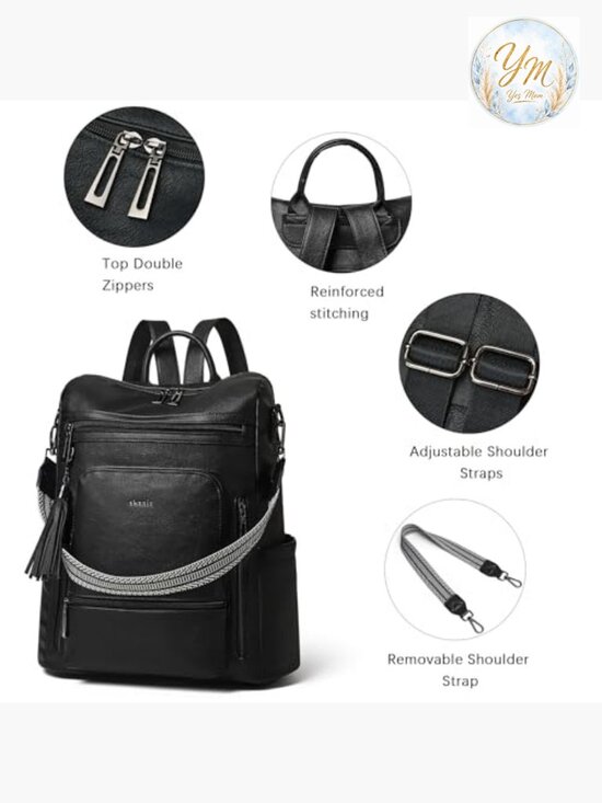 Vegan Leather Laptop Backpack 15.6 inch Work Travel Backpack